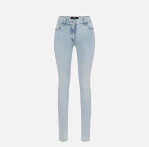 Elisabetta Franchi Jeans^Jeans skinny in cotone stretch con placca logo Lightdenim