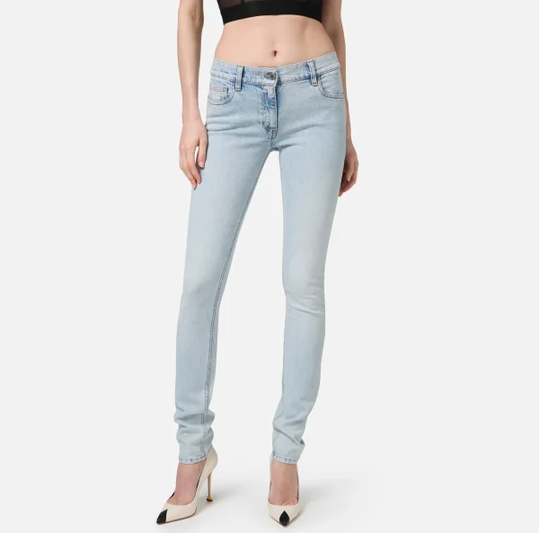 Elisabetta Franchi Jeans^Jeans skinny in cotone stretch con placca logo Lightdenim