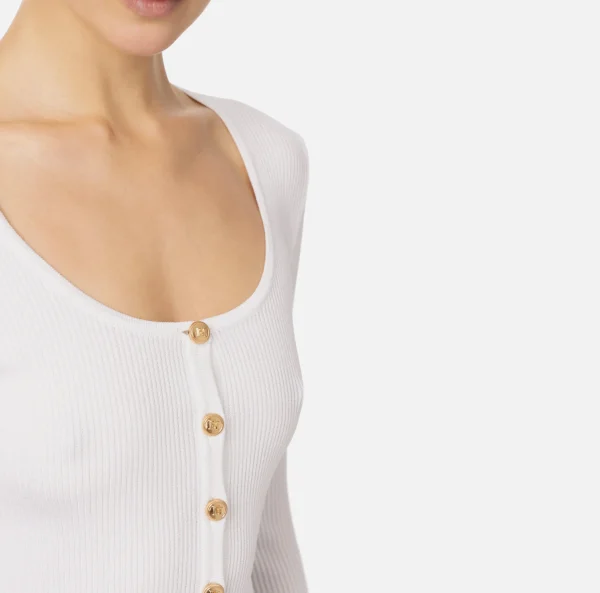 Elisabetta Franchi Maglieria E Felpe^Cardigan in viscosa effetto plissé Avorio
